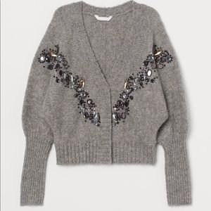 H&M rhinestone gray sweater sz M